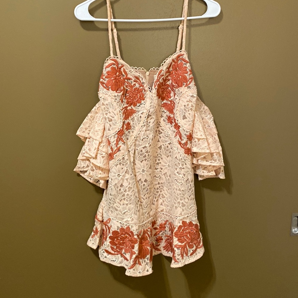 Spaghetti strapped dress with cuff off the shoulder sleeves